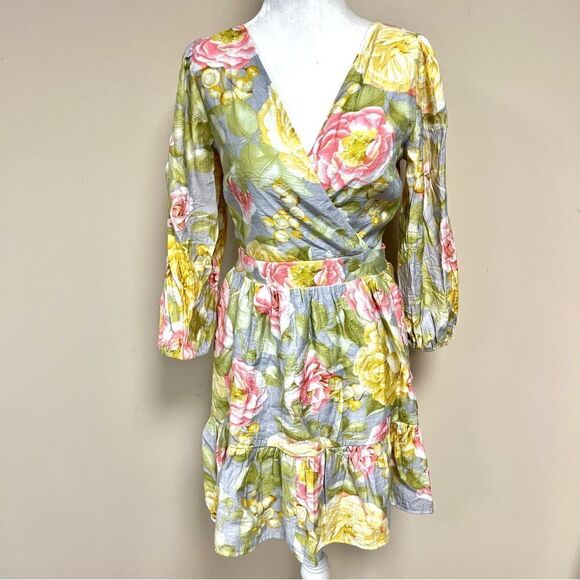 - Express floral print open back midi dress size Sm - Picture 2 of 8